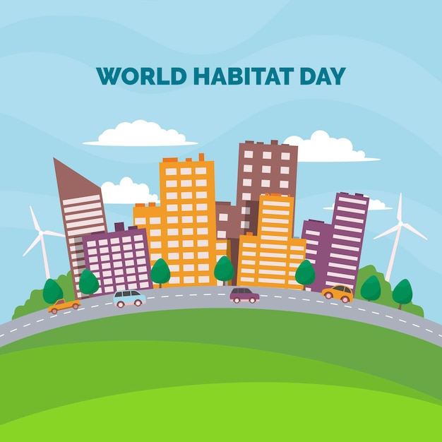 Vector gratuito día mundial del hábitat del diseño plano
