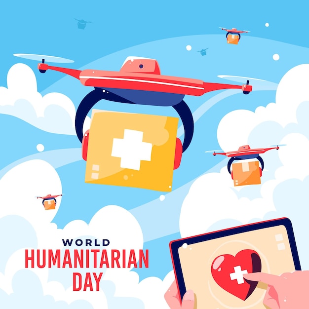 Día mundial humanitario dibujado a mano