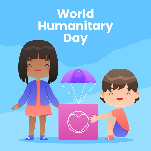 Día mundial humanitario plano