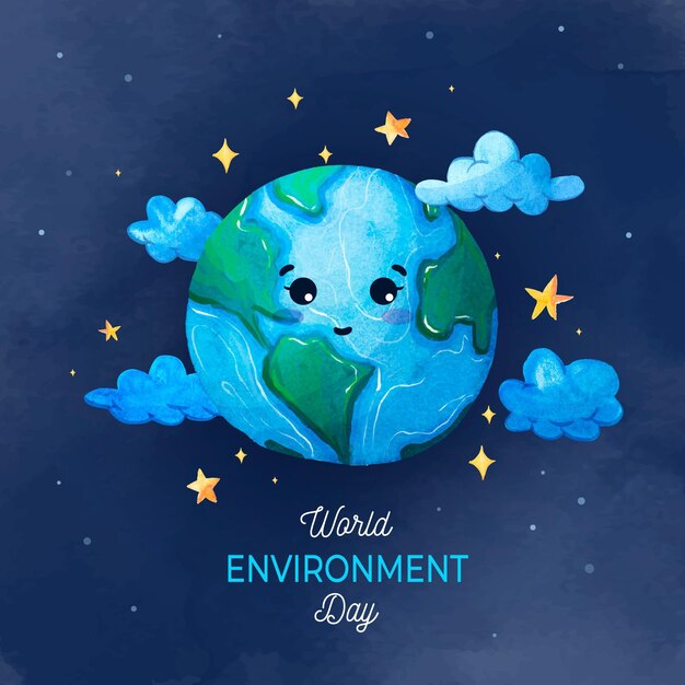Día mundial del medio ambiente en acuarela