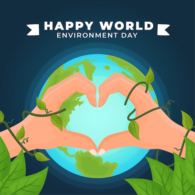 Vector gratuito día mundial del medio ambiente y corazón