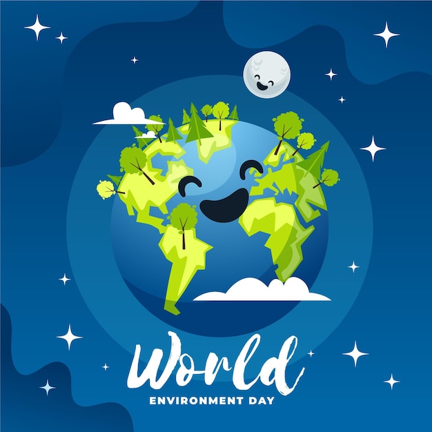 Día mundial del medio ambiente en diseño plano