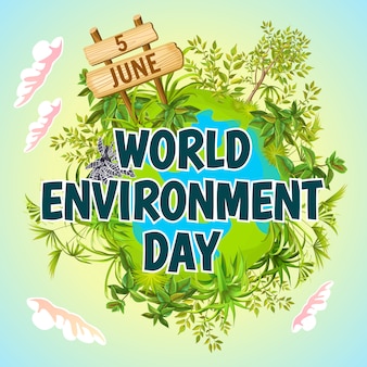 Día mundial del medio ambiente. mundo verde.