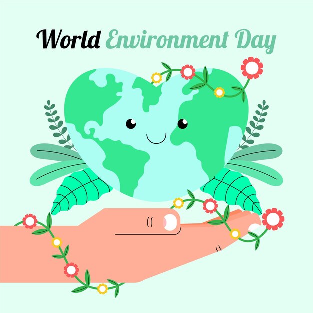 Día mundial del medio ambiente plano orgánico salva el planeta ilustración