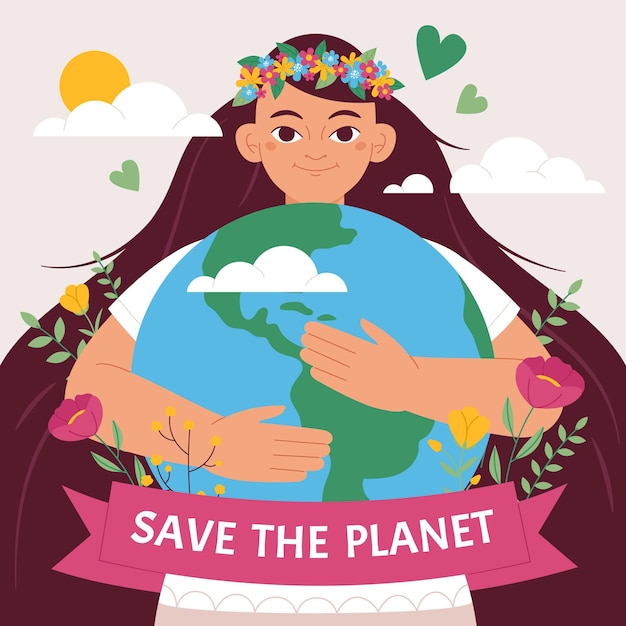 Vector gratuito día mundial del medio ambiente plano orgánico salva el planeta ilustración