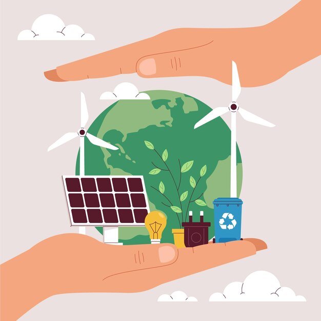 Día mundial del medio ambiente plano orgánico salva el planeta ilustración