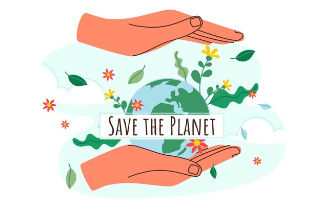 Día mundial del medio ambiente plano orgánico salva el planeta ilustración