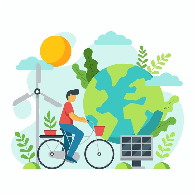 Día mundial del medio ambiente plano salva el planeta ilustración
