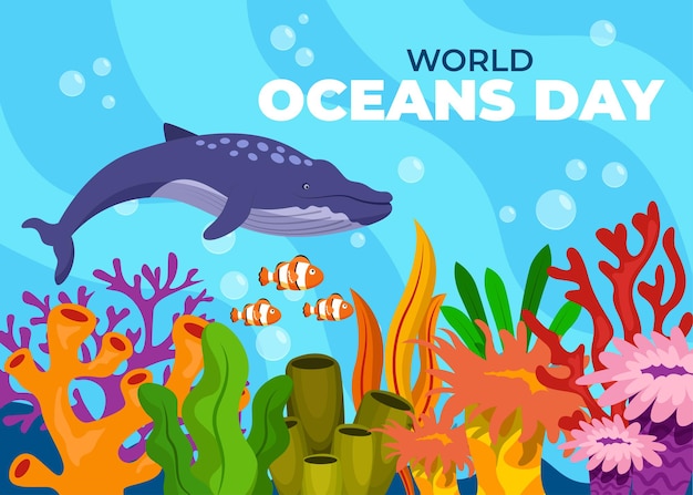 Vector gratuito día mundial de los océanos, 8 de junio