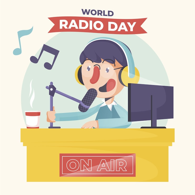 Vector gratuito día mundial de la radio dibujado a mano plana
