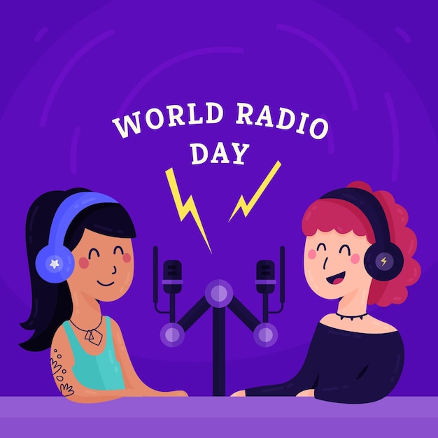 Vector gratuito día mundial de la radio dibujado a mano