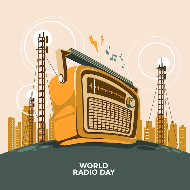 Vector gratuito día mundial de la radio dibujado a mano