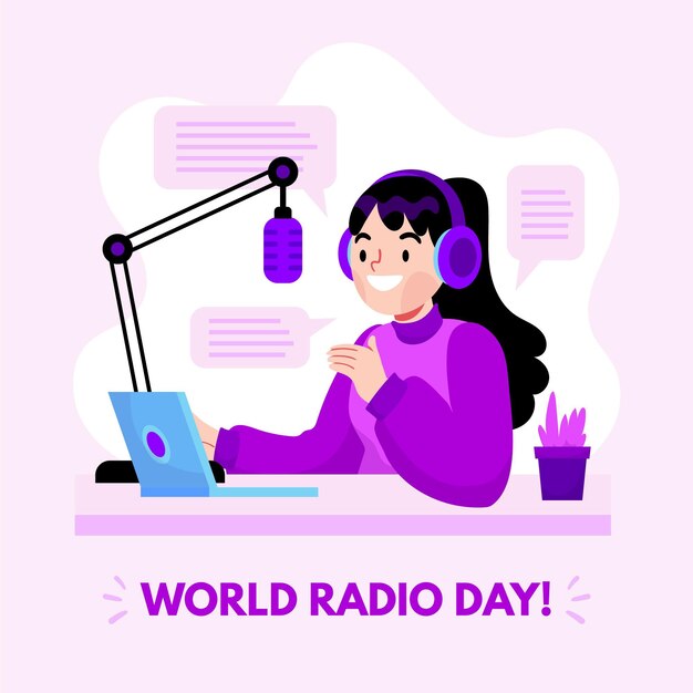 Día mundial de la radio dibujado a mano