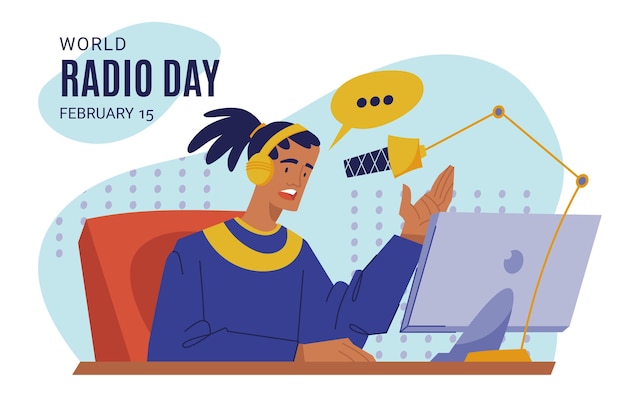 Día mundial de la radio dibujado a mano