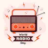 Vector gratuito día mundial de la radio del diseño plano