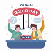 Vector gratuito día mundial de la radio del diseño plano