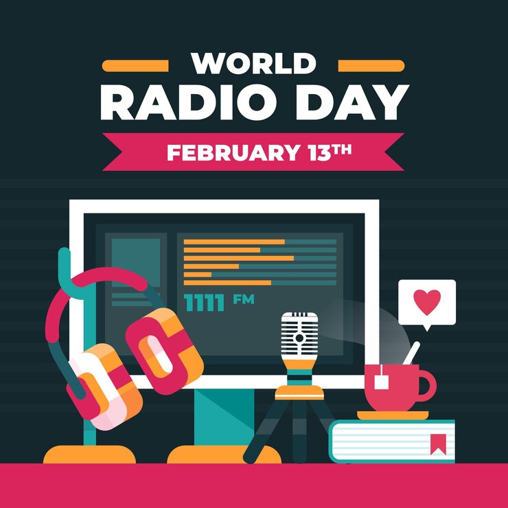 Vector gratuito día mundial de la radio del diseño plano