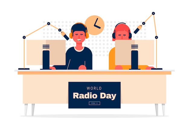 Vector gratuito día mundial de la radio plana