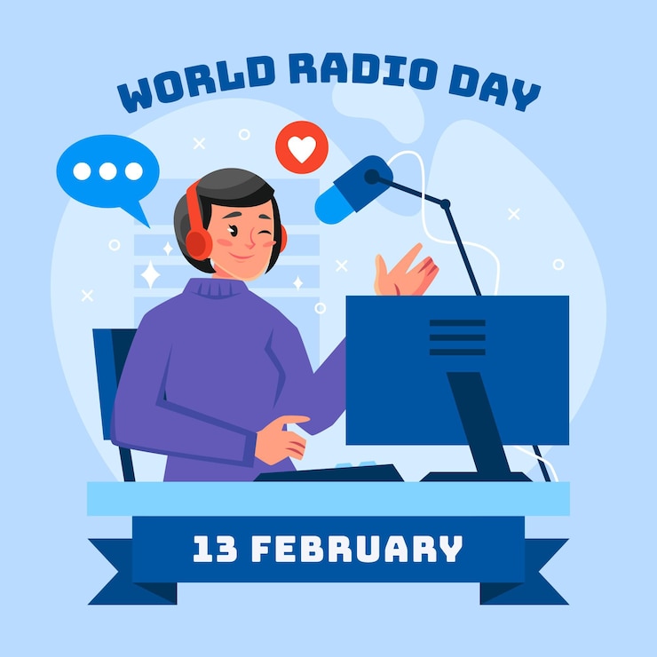 Vector gratuito día mundial de la radio plana