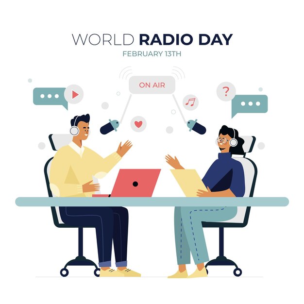 Día mundial de la radio plana