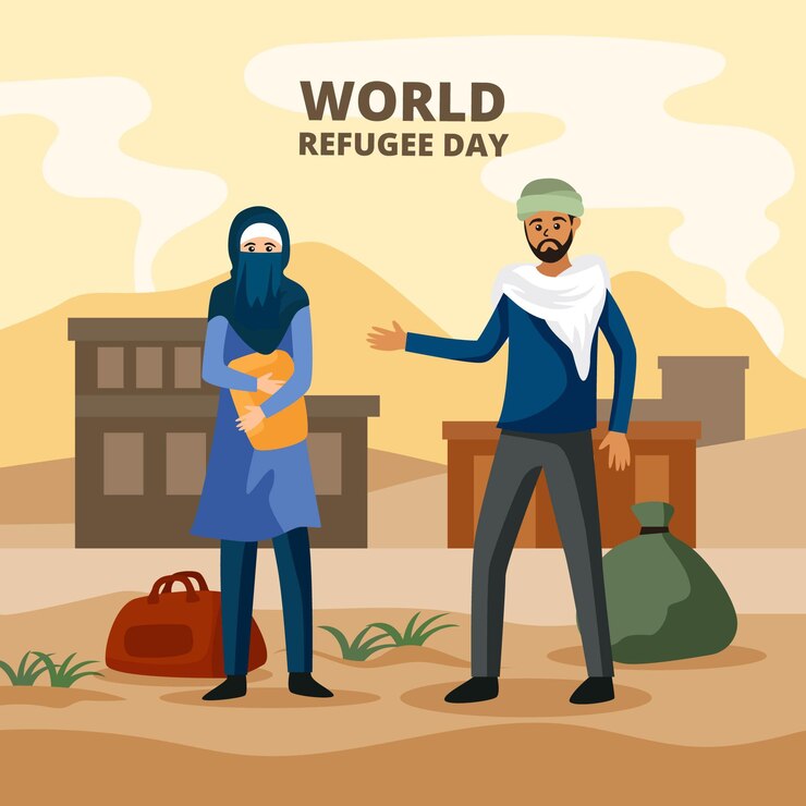 Vector gratuito día mundial de los refugiados en diseño plano