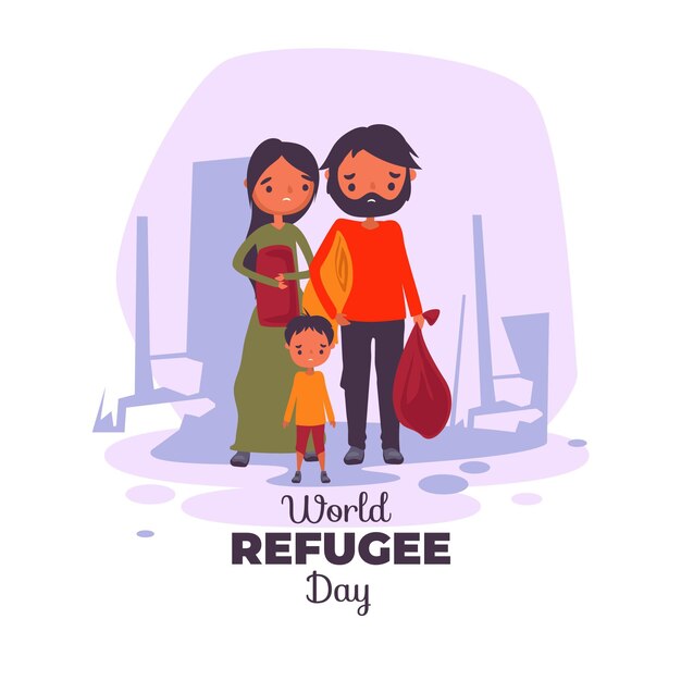 Día mundial de los refugiados ilustrado