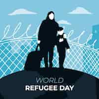 Vector gratuito día mundial de los refugiados, madre e hijo