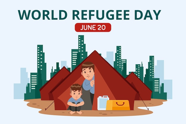 Vector gratuito dia mundial de los refugiados