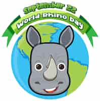 Vector gratuito día mundial del rinoceronte 22 de septiembre