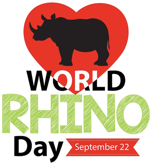 Vector gratuito día mundial del rinoceronte 22 de septiembre