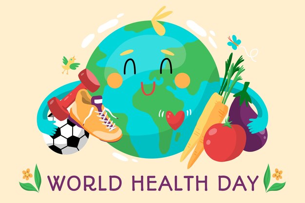 Día mundial de la salud dibujado a mano