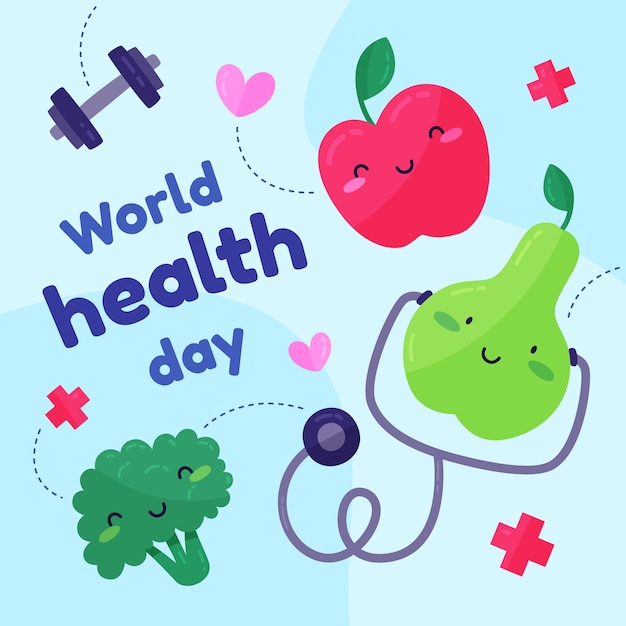 Vector gratuito día mundial de la salud en diseño plano