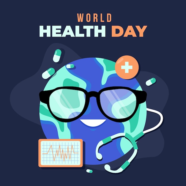 Vector gratuito día mundial de la salud en diseño plano