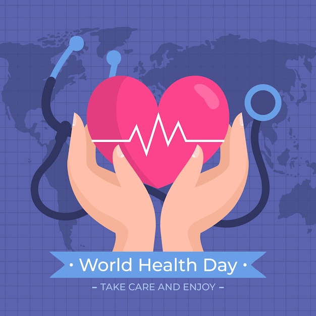 Día mundial de la salud en diseño plano