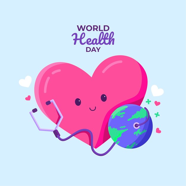 Día mundial de la salud en diseño plano