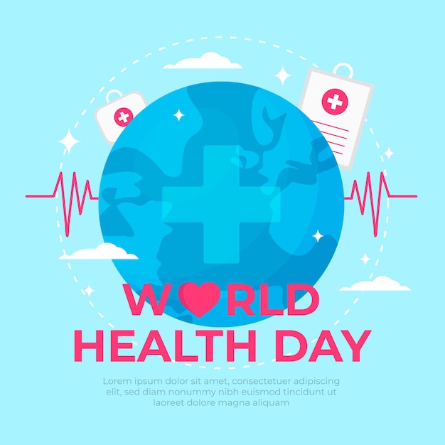 Día mundial de la salud con línea de pulso