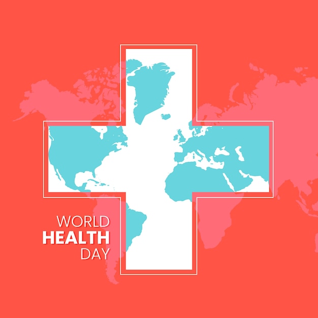 Día mundial de la salud plana con cruz