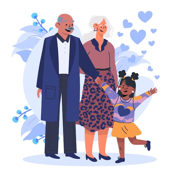 Día nacional de los abuelos con abuelos y sobrina