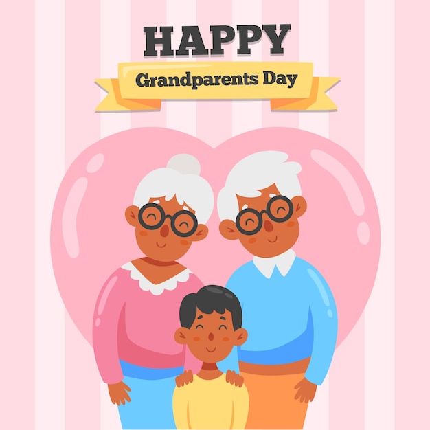 Vector gratuito día nacional de los abuelos con personas mayores y niños