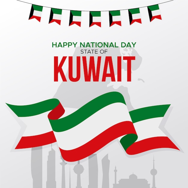 Vector gratuito día nacional de kuwait plana