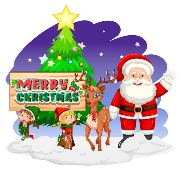 Día de Navidad con Papá Noel con duendes y renos