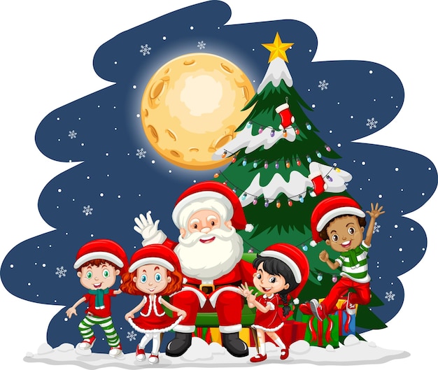 Día de navidad con santa claus con niños