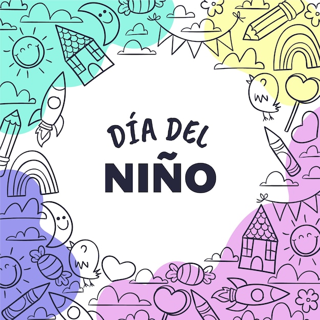 Vector gratuito día del niño dibujado a mano en español ilustración