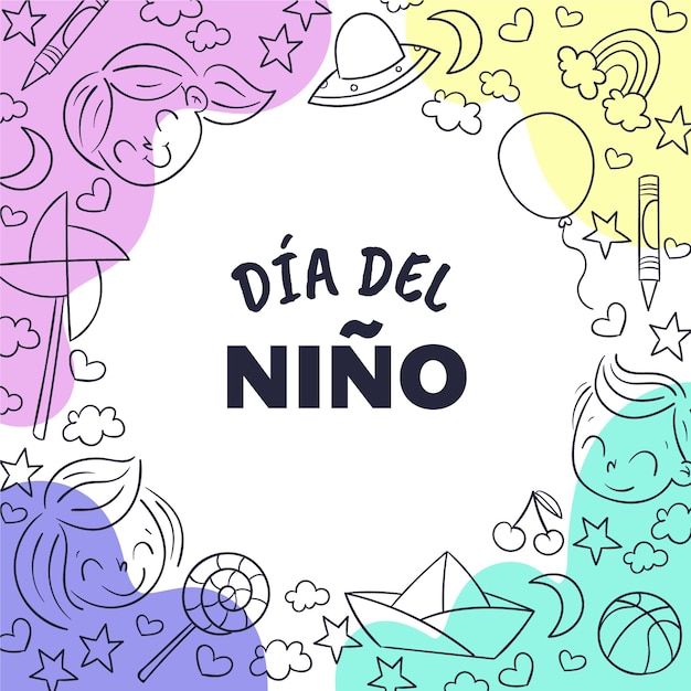 Vector gratuito día del niño dibujado a mano en español ilustración