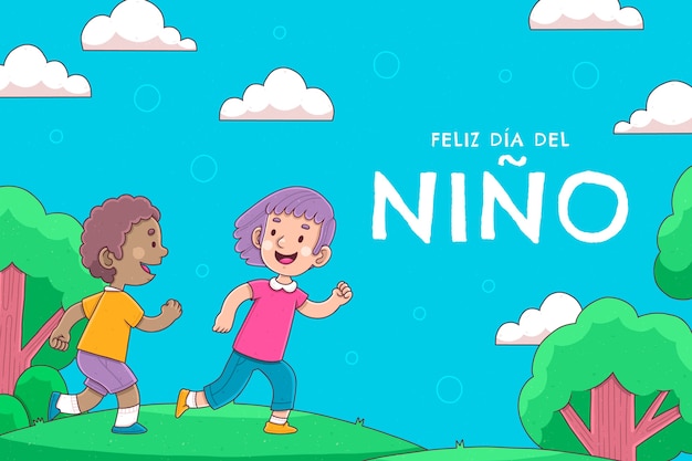 Vector gratuito día del niño dibujado a mano en español ilustración