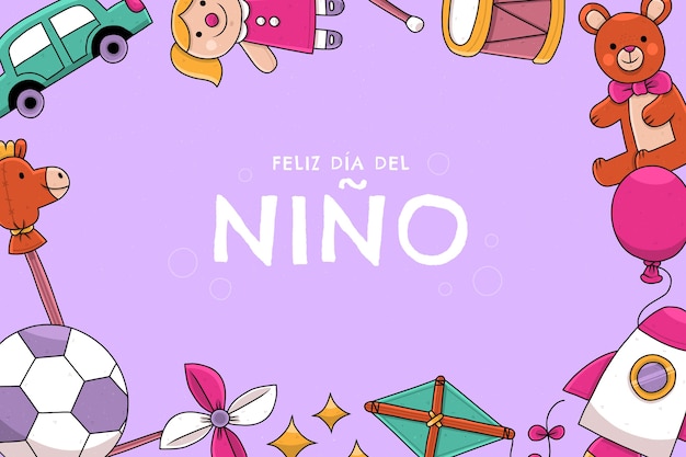 Día del niño dibujado a mano en fondo español