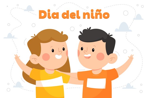Día de los niños planos en el fondo español