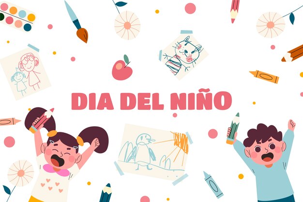 Día de los niños planos en el fondo español