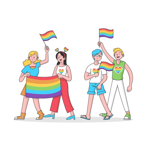 Día del orgullo con frags y personas