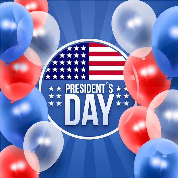 Día del presidente con fondo realista globos